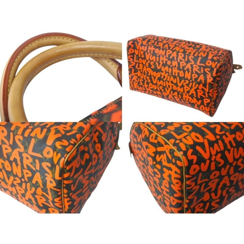 Louis Vuitton Monogram Graffiti Speedy Boston Bag Brown Orange - Picture 6 of 8